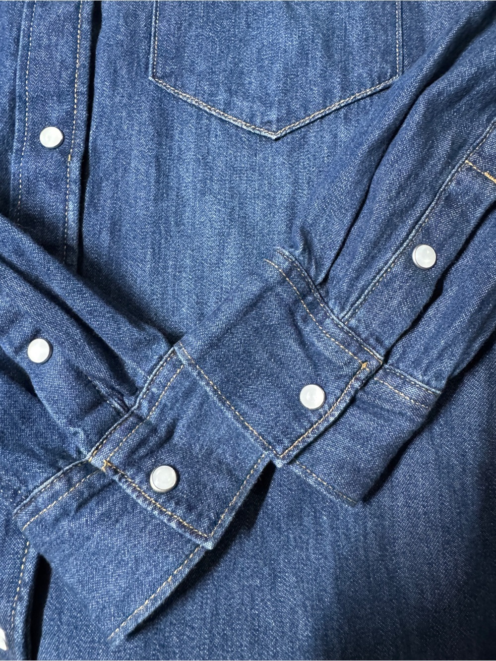{Levi's} Blue Pearl Snap Long Sleeve Button Down Western Shirt Blouse WSH22 - Picture 3 of 6